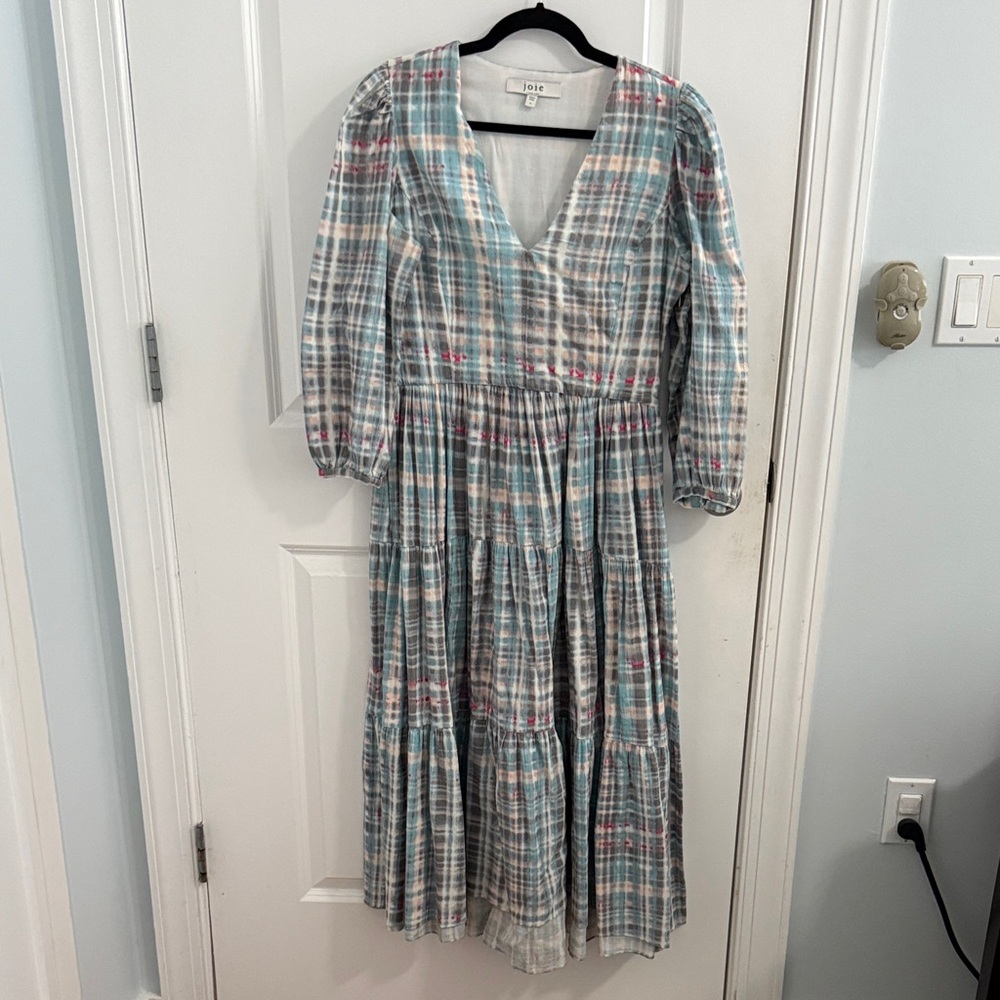 Joie Multicolor Long Sleeve Dress Cotton Tiered Dress